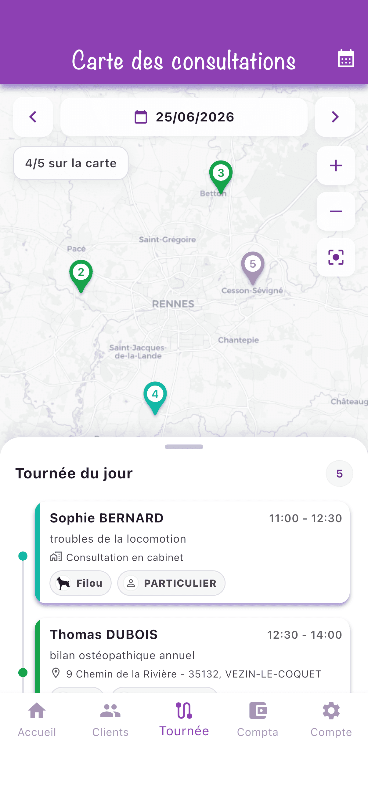 Tournée du jour